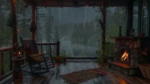 Sitting On The Porch On A Stormy Day: Heavy Rain and Fireplace Sounds To Sleep, Relax, Rest, Study