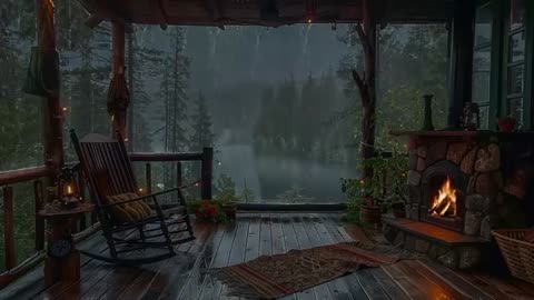 Sitting On The Porch On A Stormy Day: Heavy Rain and Fireplace Sounds To Sleep, Relax, Rest, Study