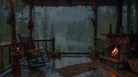 Sitting On The Porch On A Stormy Day: Heavy Rain and Fireplace Sounds To Sleep, Relax, Rest, Study