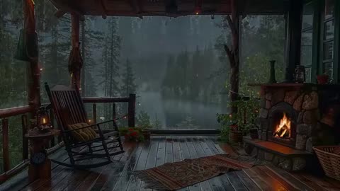 Sitting On The Porch On A Stormy Day: Heavy Rain and Fireplace Sounds To Sleep, Relax, Rest, Study