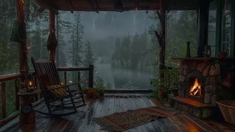 Sitting On The Porch On A Stormy Day: Heavy Rain and Fireplace Sounds To Sleep, Relax, Rest, Study