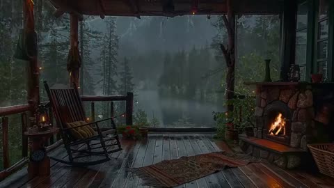 Sitting On The Porch On A Stormy Day: Heavy Rain and Fireplace Sounds To Sleep, Relax, Rest, Study