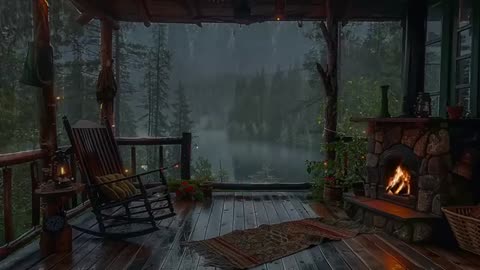 Sitting On The Porch On A Stormy Day: Heavy Rain and Fireplace Sounds To Sleep, Relax, Rest, Study