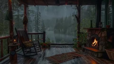 Sitting On The Porch On A Stormy Day: Heavy Rain and Fireplace Sounds To Sleep, Relax, Rest, Study