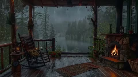 Sitting On The Porch On A Stormy Day: Heavy Rain and Fireplace Sounds To Sleep, Relax, Rest, Study