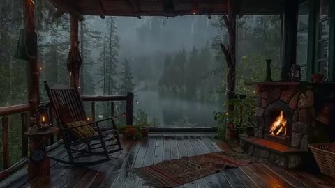 Sitting On The Porch On A Stormy Day: Heavy Rain and Fireplace Sounds To Sleep, Relax, Rest, Study