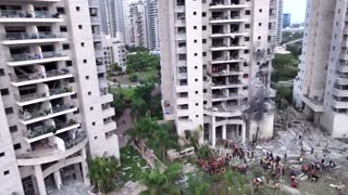 Footage captures the moment a missile strikes Israel's Petah Tikva