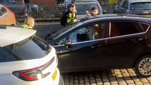 British police in action.