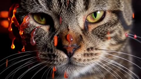 Cat in the middle of lava rain