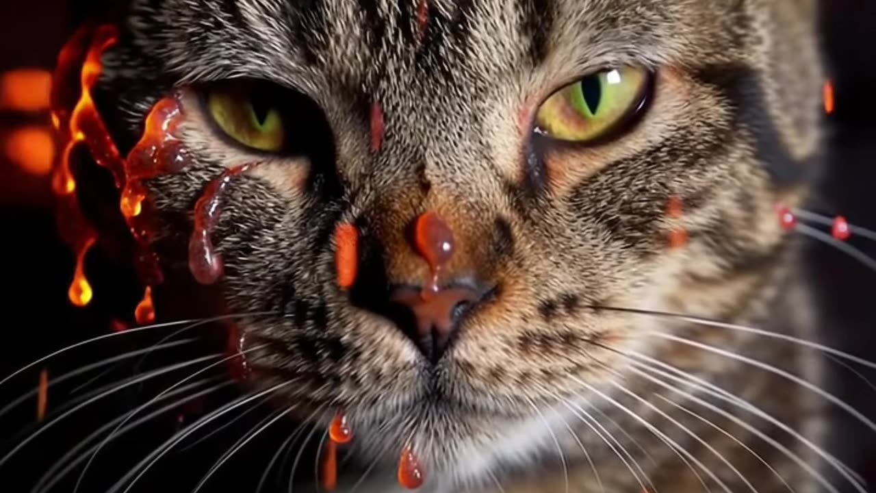 Cat in the middle of lava rain