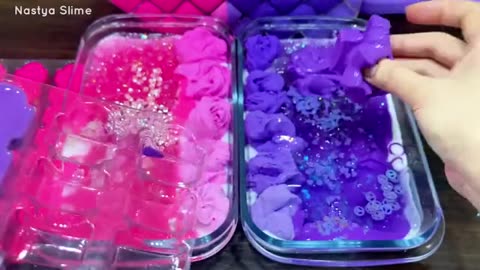 Pink vs Purple Slime Showdown Satisfying Glossy Mixing_part2