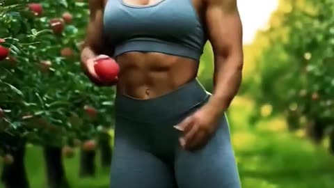 Gym Girl Eats Apple Like a Beast – Muscle Power Goals!"#ai #gym #motivation #viralvideo #shorts