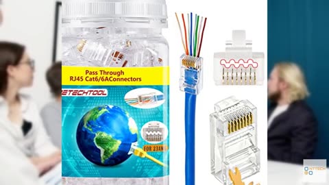 RJ45 23AWG Cat6a Cat6 Connector Gold Plated 8P8C Pass Through Ends UTP Network P