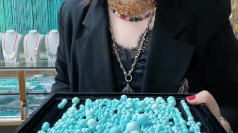 250528-11 Natural Original Turquoise Beads: Deep-Sea Blue in the Palm
