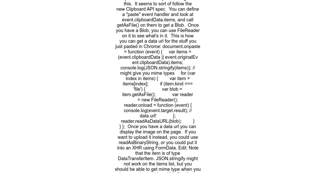 How does the paste image from clipboard functionality work in Gmail and Google Chrome 12+