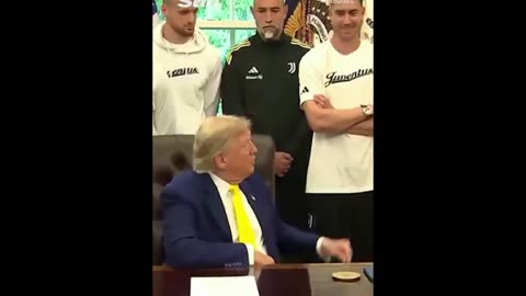 Awkward moment Trump asks Juventus stars if woman could make the team