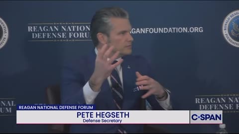 Hegseth discusses drug boat strikes at Reagan National Defense Forum