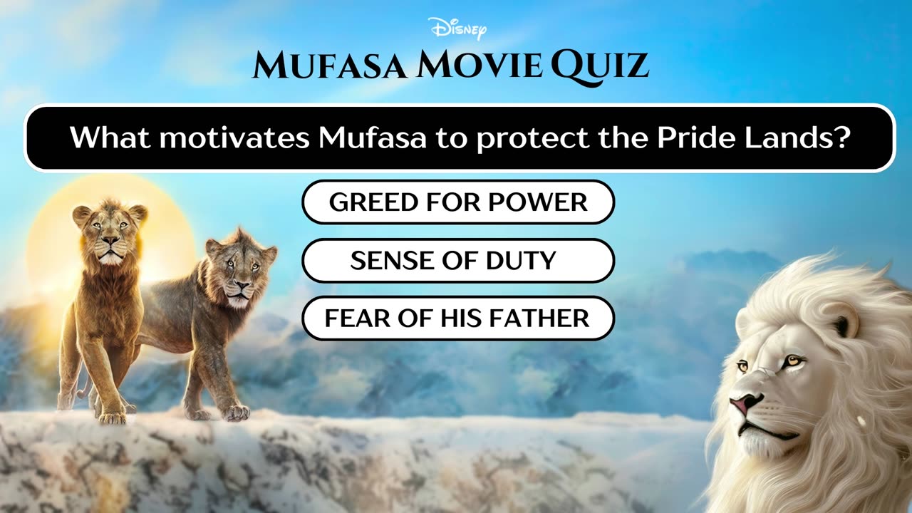 Mufasa The Lion King Movie Quiz | Disney Mufasa Movie Quiz Challenge | MCQ Questions #mufasa