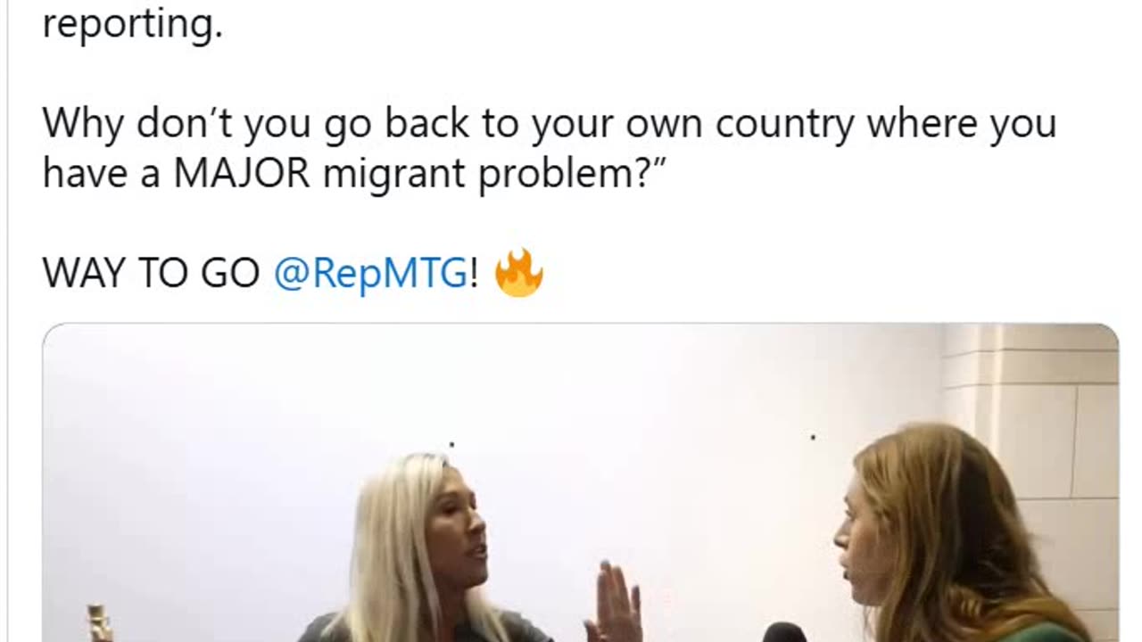 Taylor Greene “We don’t give a CRAP about your opinion or your reporting. Why don’t you go back to your own country where you have a MAJOR migrant problem?” and women are being raped
