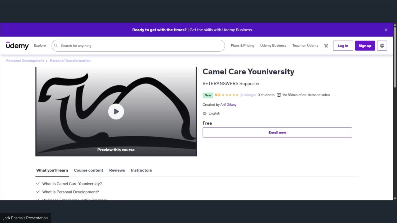 Camel Care Youniversity: Udemy Course