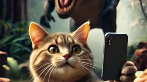 The cat that is chased by dinosaurs