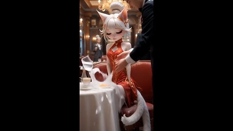 “Elegant Cat Girl Tries Fine Dining – Ends in Hilarious Disaster!