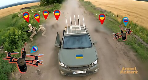 Electronic Warfare Failed: Ukrainian Pickup Convoy Hit by Relentless Drone Strikes