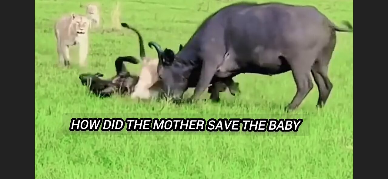 When a gurup tiger attacked a buffalo baby, how did the mother save the baby 🐅 🐃 🦬