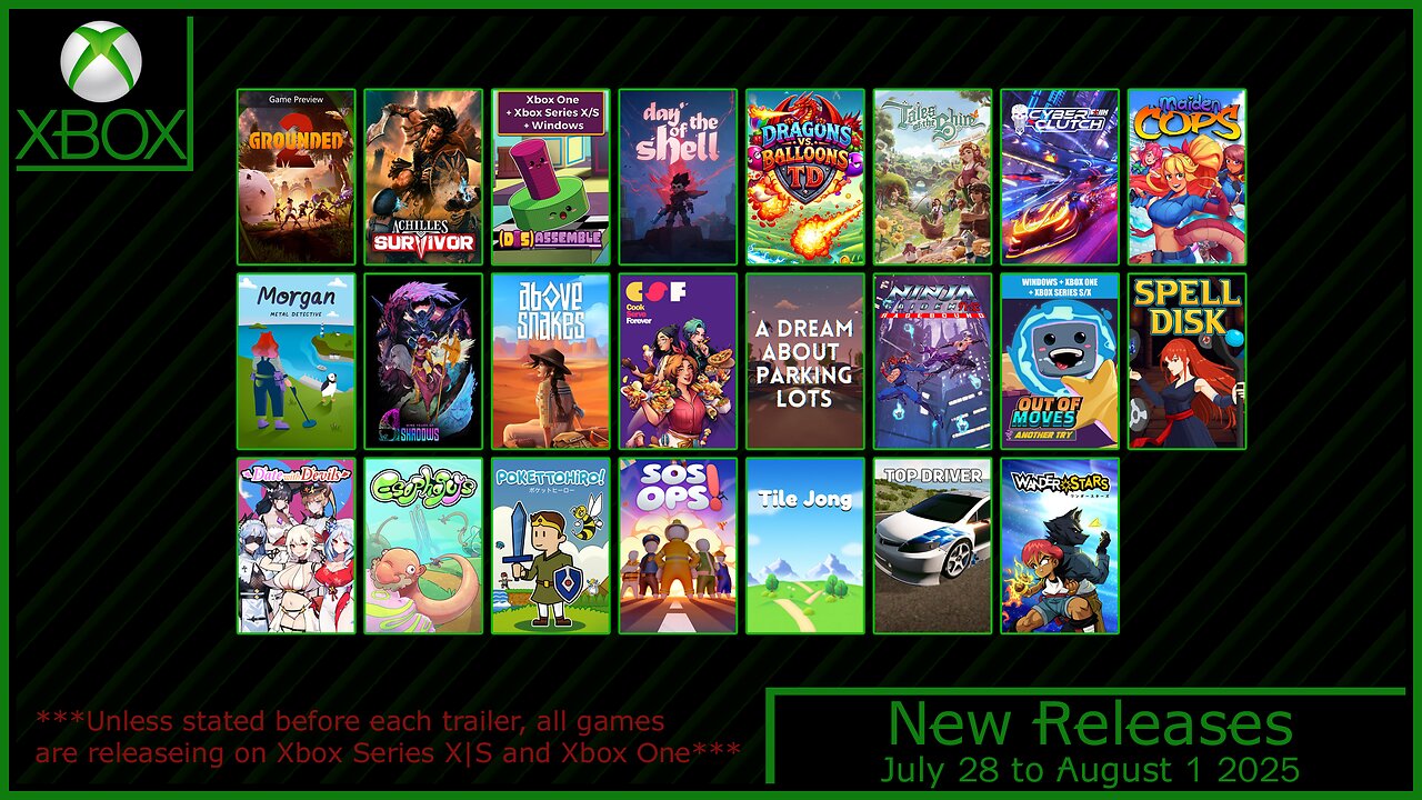 New Xbox Games for July 28 to August 1 2025