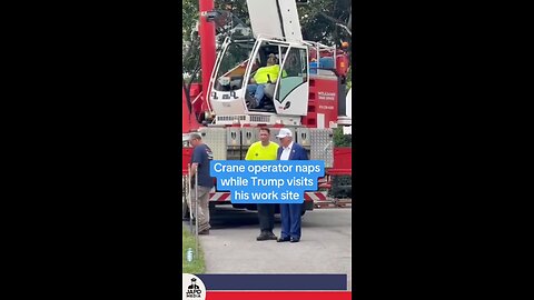 Trump poses with flagpole crew at White House; crane operator stays cool, unfazed by his presence.