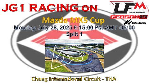 JG1 RACING on LFM - Mazda MX5 Cup - Chang International Circuit - THA - Split 1