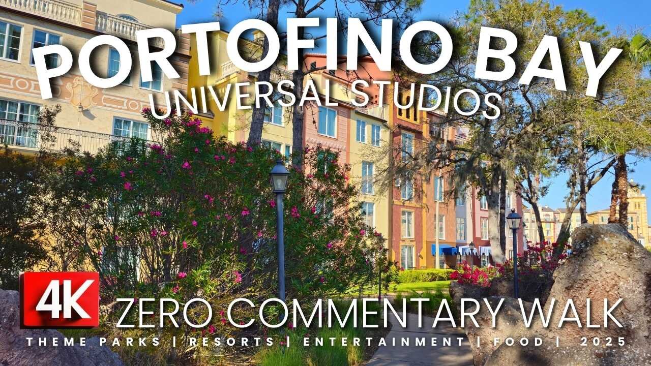 Universal Studios Portofino Bay exterior walkthrough without narration or commentary in 4k