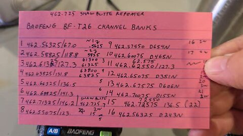 Decoding Baofeng T26 Channel/Freq/PL tones