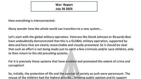 WAR REPORT - JULY 26 2025 - HOW EVERYTHING IS INTERCONNECTED