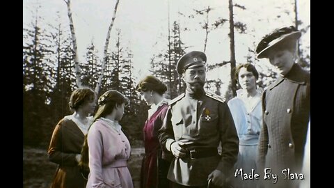 Their faces Not Happy / The Last Russian Imperor Walking in Park With His Family