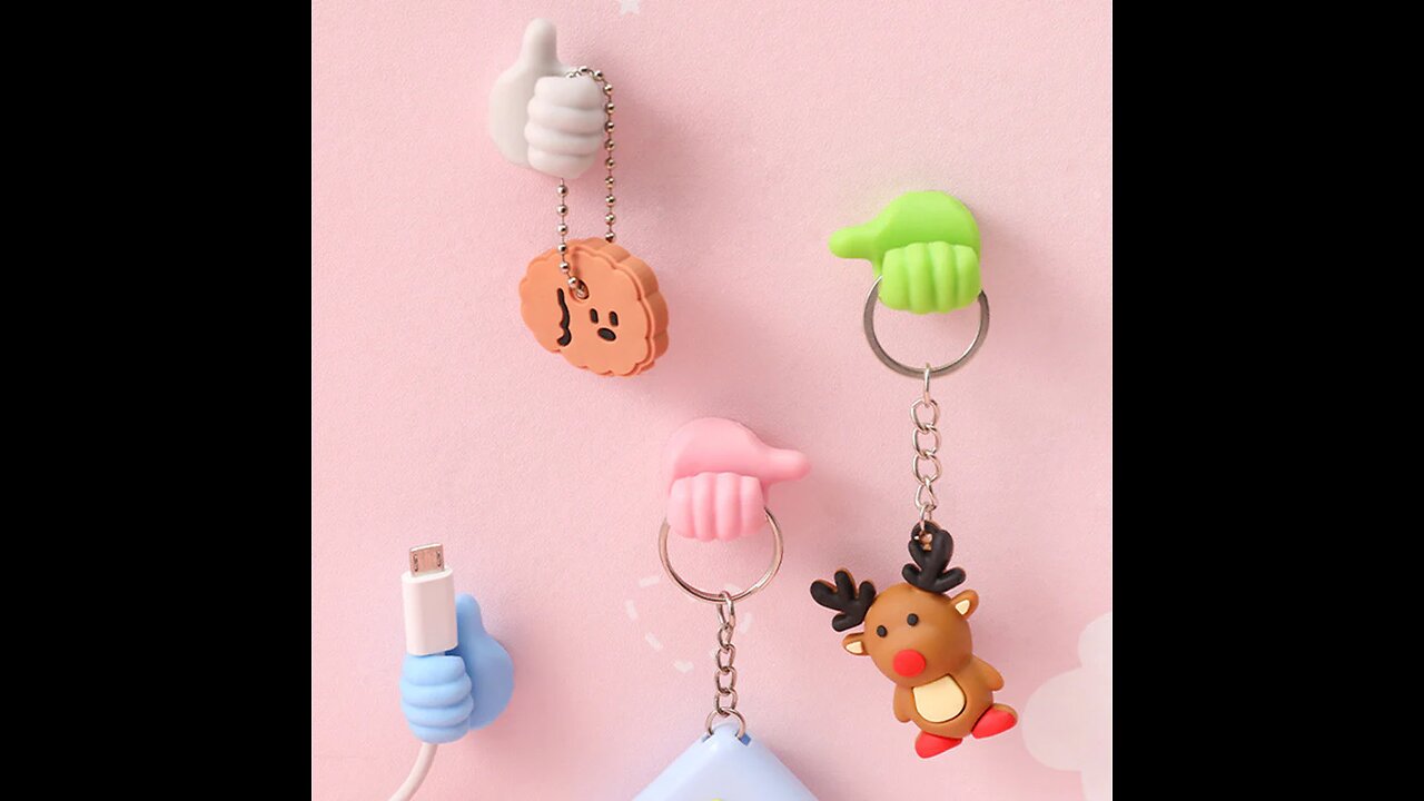 Multi-Function Self Adhesive Creative Silicone Thumbs Up Shaped Wall Hook, for Hanging Keys, Cables