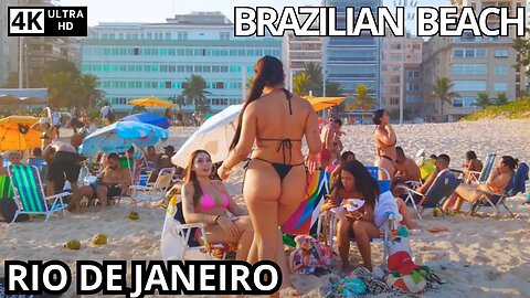 🇧🇷 Hot Summer Day at Ipanema Beach ☀️ Rio de Janeiro— Brazil【 4K UHD 】Beach Walk