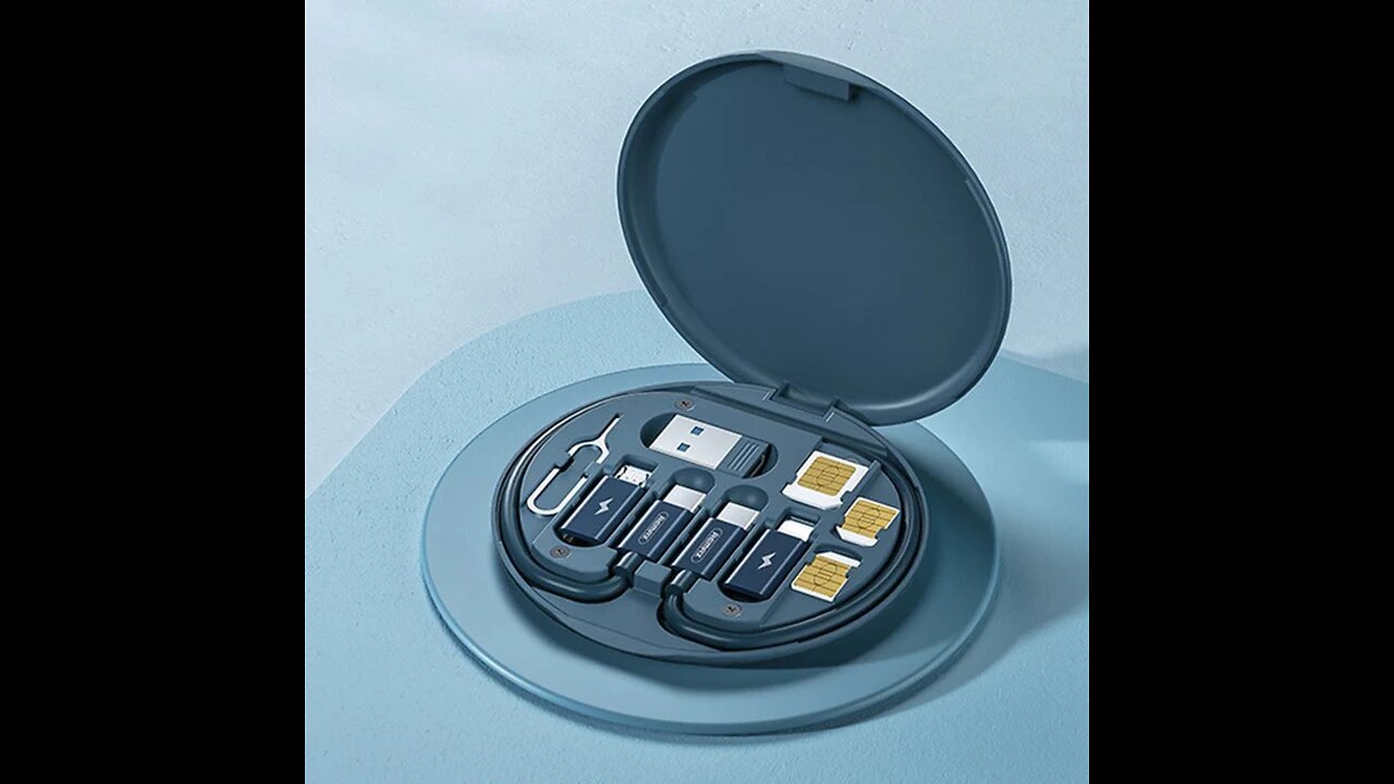 Multifunctional Fast Charging Cable Kit, with Phone Holder, Multiple Sockets, Storage Box, Card Slot