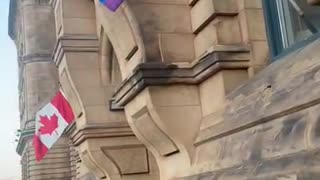 Look at this they took the Canadian flag down to put up LGBTQ+ up! 🤡