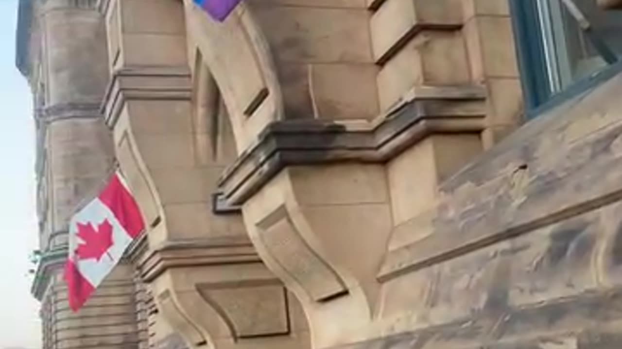 Look at this they took the Canadian flag down to put up LGBTQ+ up! 🤡