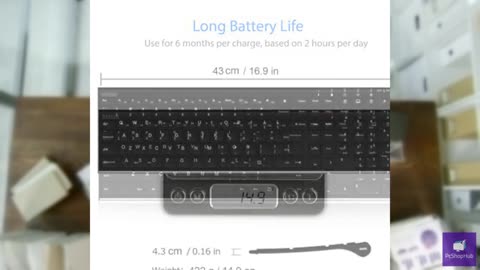 Arteck 2.4G Wireless Keyboard Stainless Steel Ultra Slim Full Size Keyboard with