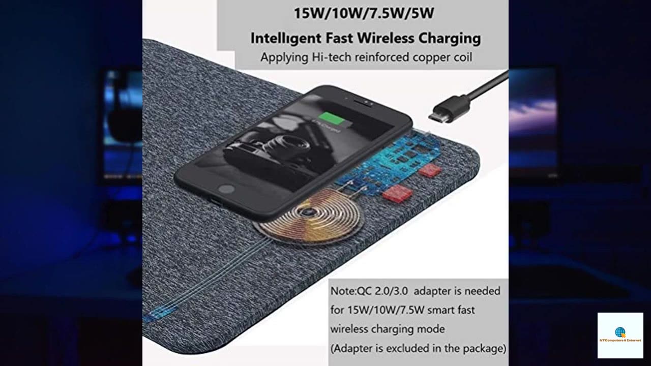 AmyZone Fast Wireless Charging Mouse Pad 15w Qi Certified Fabric Case-Friendly Large Wirel