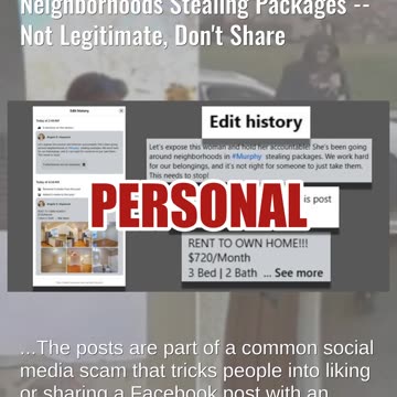 Fact Check: Scam Posts Warn Against Woman Going Around Neighborhoods Stealing Packages