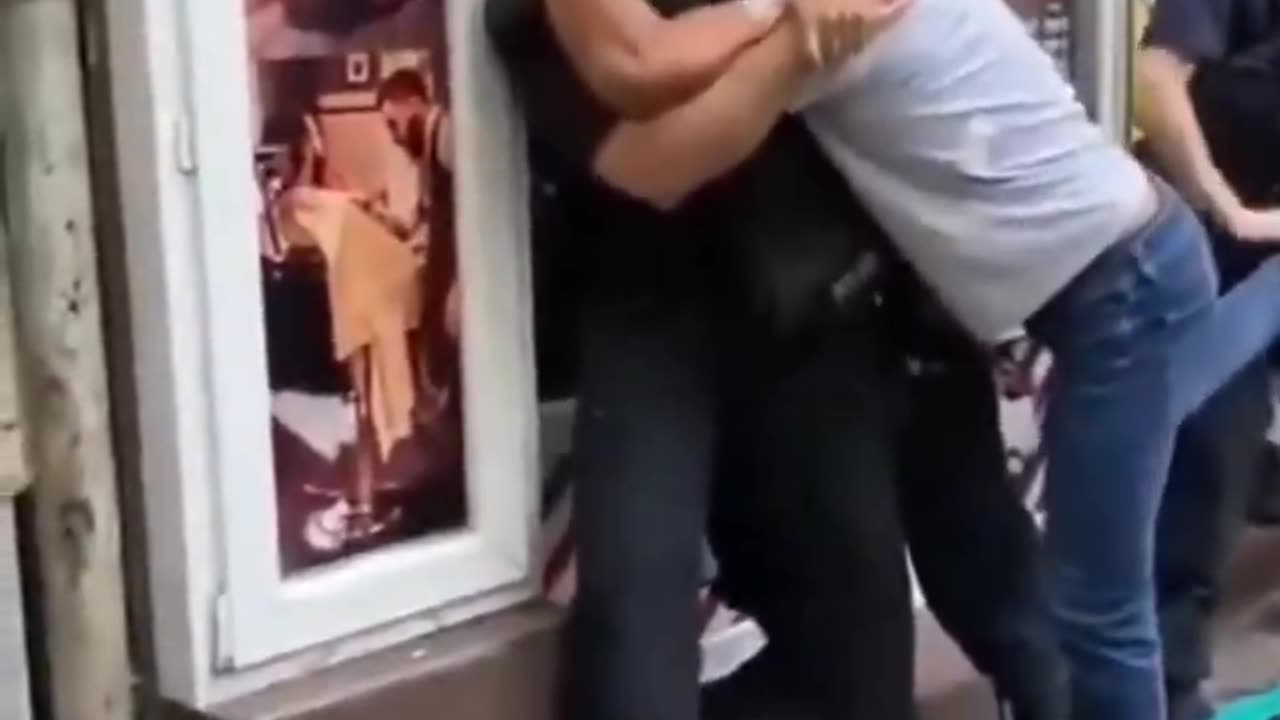 German police explain to usual suspect that women are not to be touched without permission.