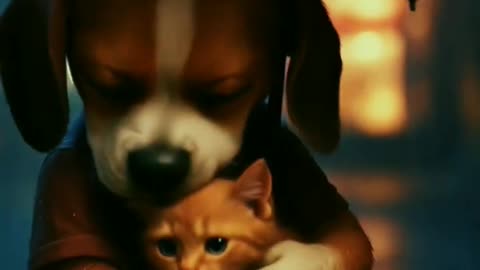Dog Saves Cat in Rain 🌧️