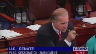 1995. Sen Biden proposes legislation to make burning or desecrating the USA flag in any way a crime.
