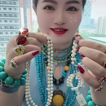 20250701-2 Sleeping Beauty Turquoise &Natural Pearl Set: Deep - Sea Poetry on the Neck