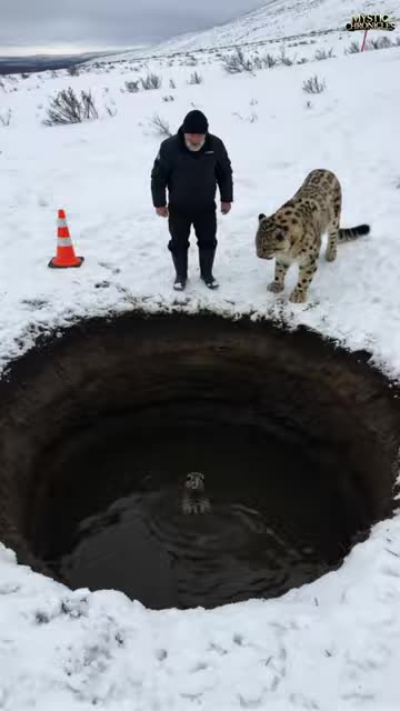 Mother Snow Leopard Saves Her Cub with the Help of an Old Guy! _animals _rescueanimals _humanity