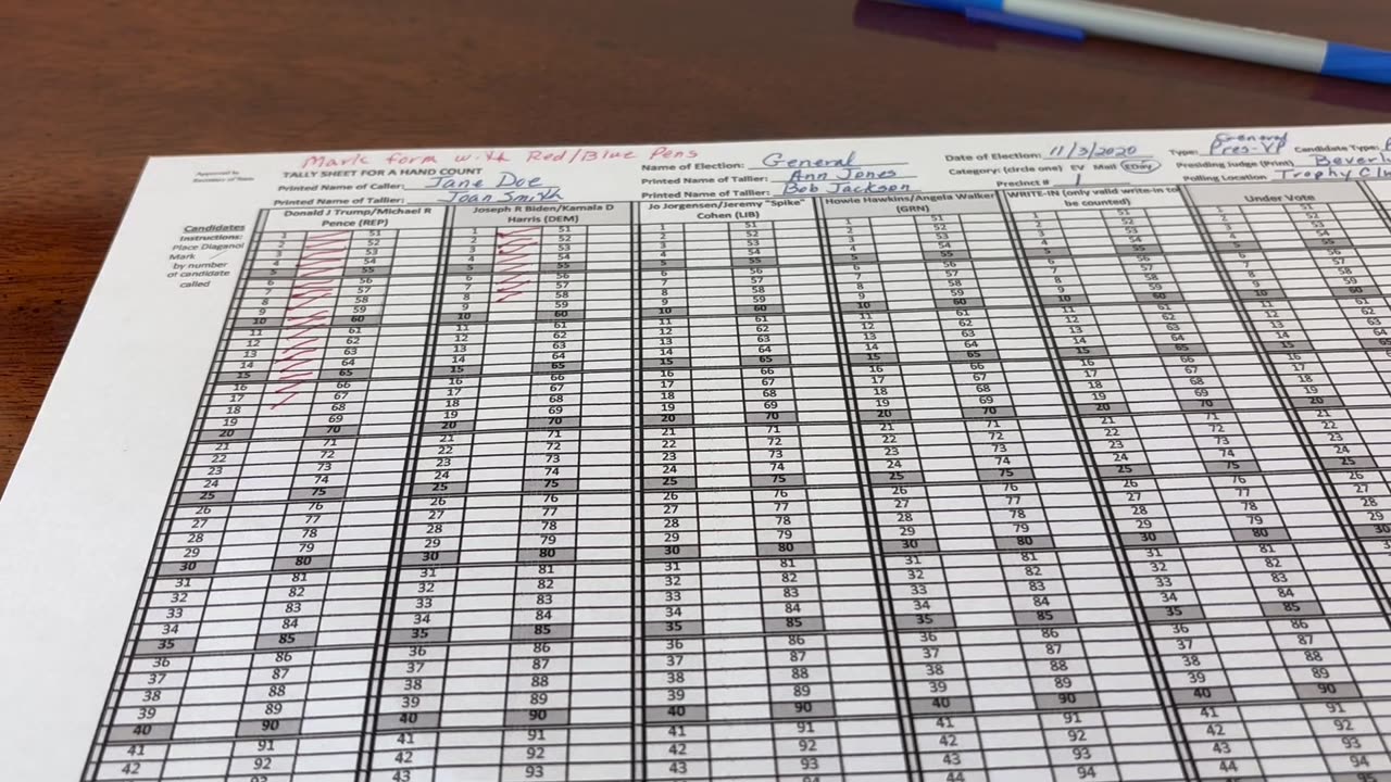 Chap65 Hand Count Instructions Video13 - Alternate SOS Approved Tally Form - Marking the form part2