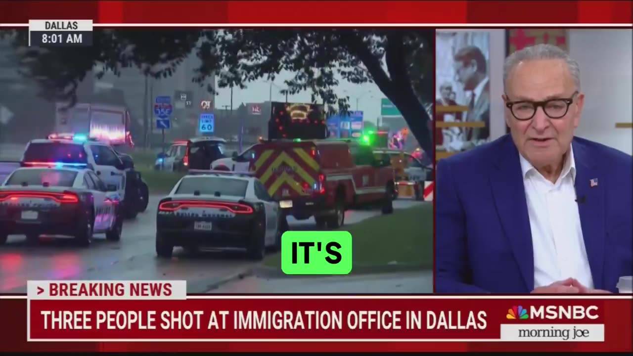 Chuck Schumer is already using this morning’s shooting at the ICE facility in Dallas
